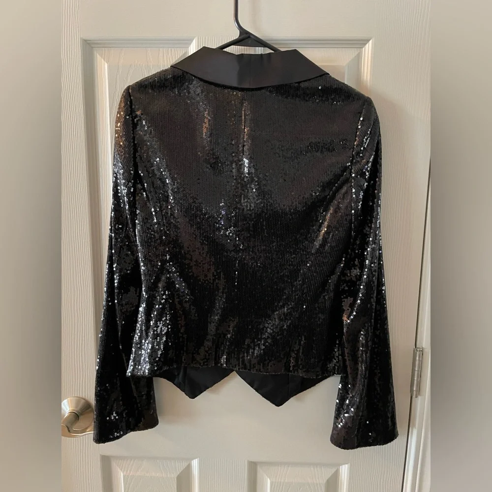 Black sequin tuxedo jacket - Picture 2 of 3